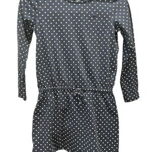 Girls Polo Ralph Lauren Polka Dot Long Sleeve Dress Size 8-10 Navy & Tan